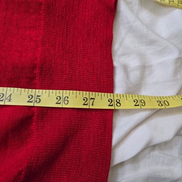 Neiman Marcus Exclusive Sweater Size L Merino Wool Red Quarter Button Pullover - Picture 9 of 12
